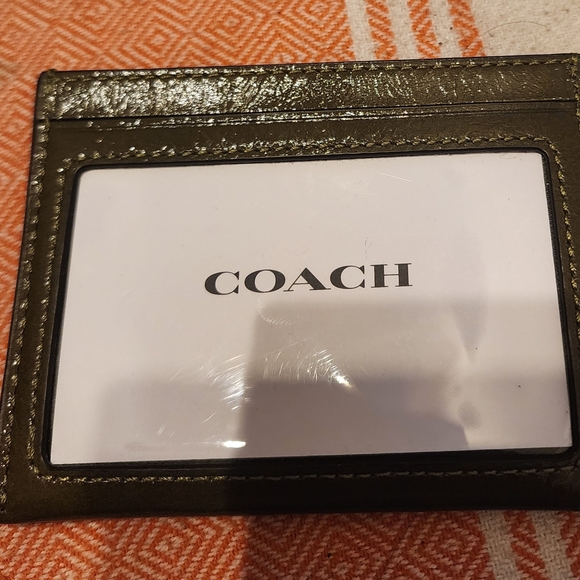 Coach Dark Green Leather Card Holder - Picture 3 of 7